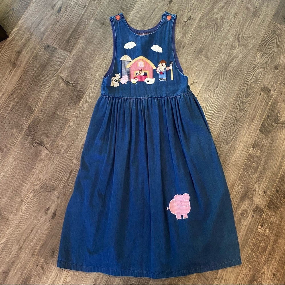 Vintage Cotton Pickens Denim dress farm animals Betty Green made in Canada